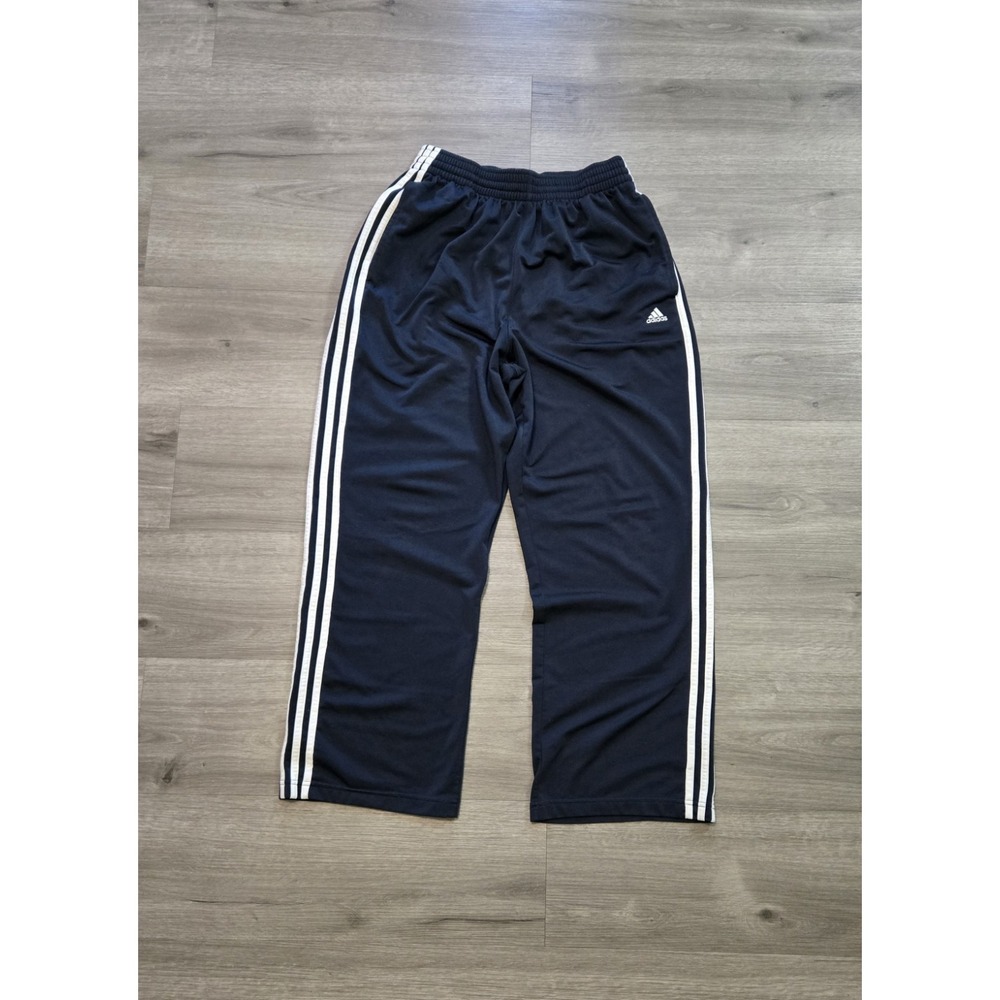 Adidas Track Sweatpants Mens Medium Navy Blue 3 Stripes Logo Athletic Fit Soccer